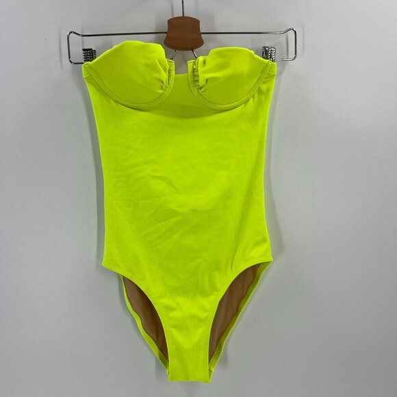 J.Crew Size 0 Neon Yellow One Piece Underwire Swimsuit Beach Resort Vacation - Picture 11 of 11